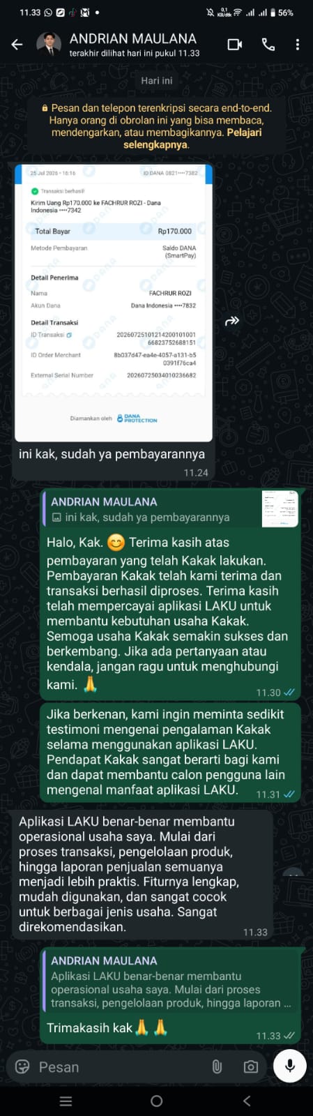 Bukti Chat & Transfer Andrian Maulana